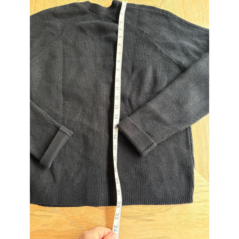 LULULEMON Blk Merino Wool Blend Ribbed Knit Button Front Cardigan Sweater Wmn S - Picture 8 of 9